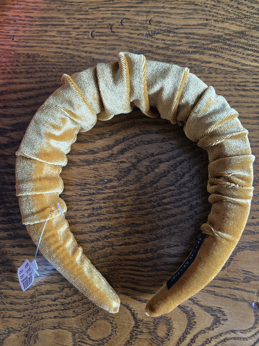 Anthropologie Velvet Ruched Headband in Mustard